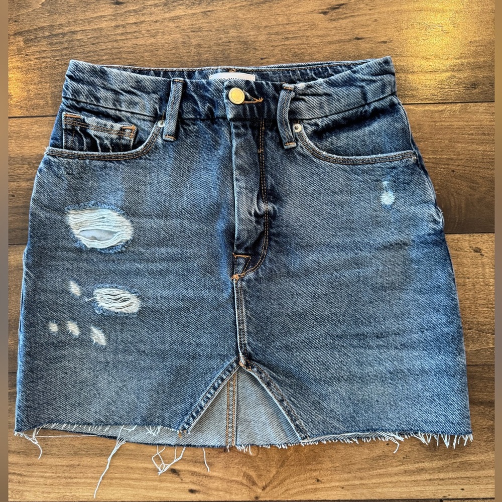 Denim Distressed Skirt
